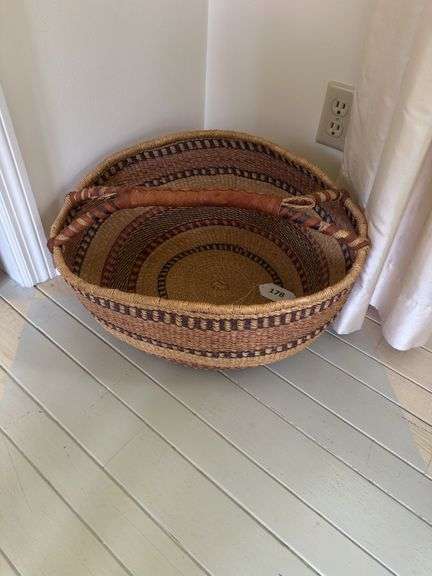 Vintage large striped African basket