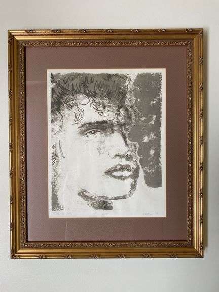 Matted and framed portrait “Tête-à-tête 2/5 signed EER,,, ‘71