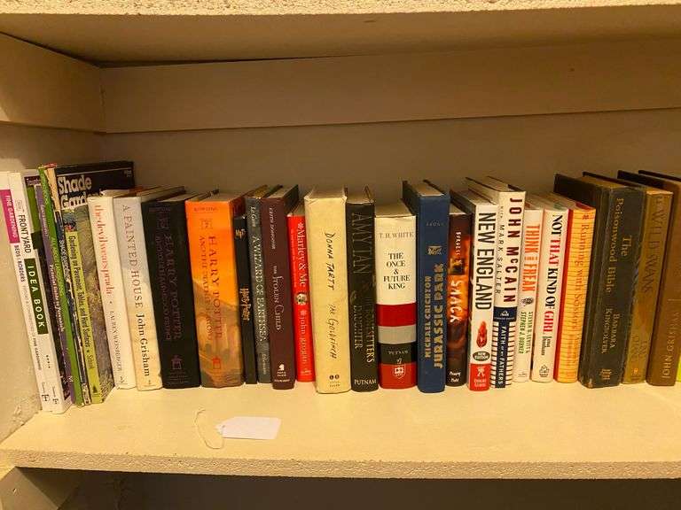 Bottom shelf of books