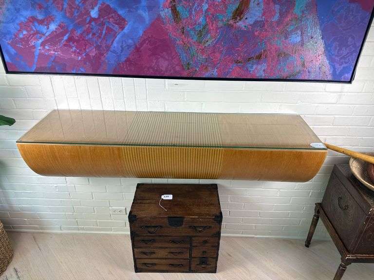Post-Modern Wall-Mounted Console with Glass Top