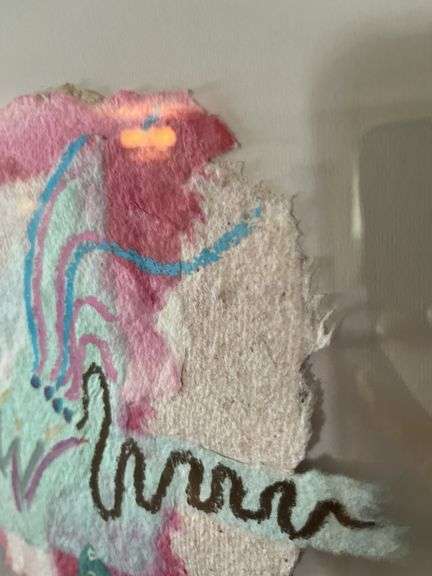 Paper pulp abstract artwork signed by Dion