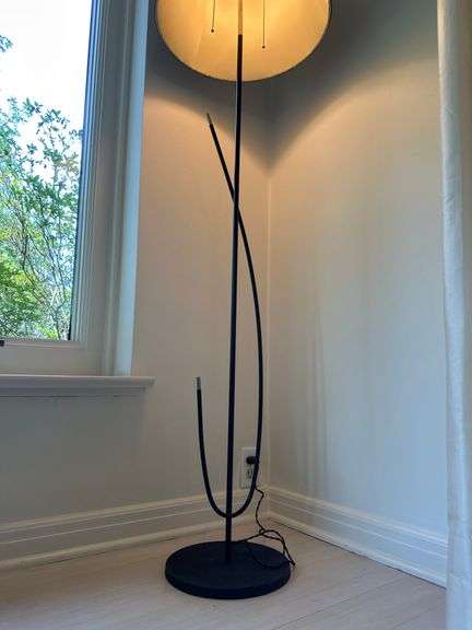 Contemporary Black Iron Floor Lamp with Sculptural Base