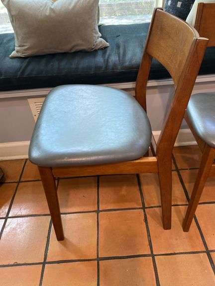 Pair of padded leather seat chairs