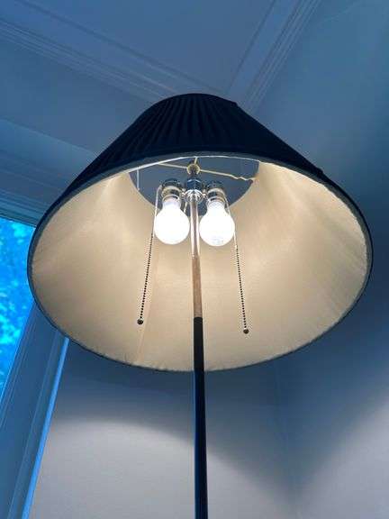 Contemporary Black Iron Floor Lamp with Sculptural Base