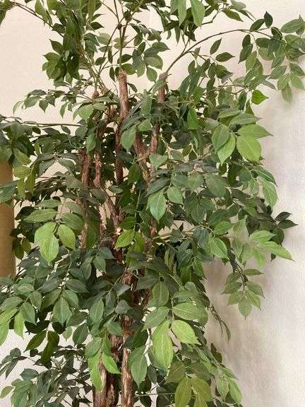 Artificial tree in large resin pot, 88” h