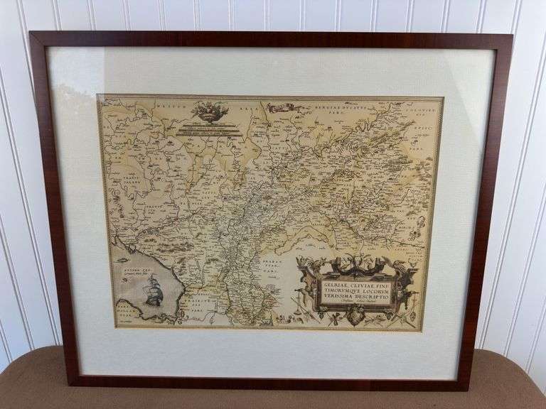 3 framed maps, Jerry Baum framed art, frame, signed Monkey artwork, flower and horse framed wall art/decor
