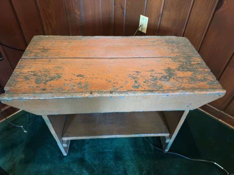 Primitive american antique painted table 33” long x 18” deep x 20” tall image