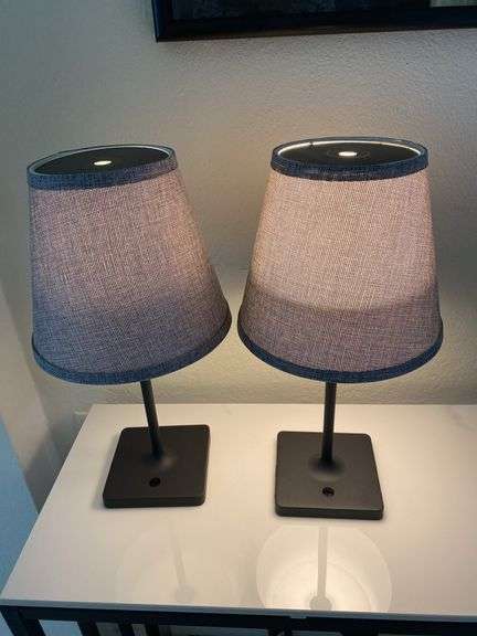 Pair of lamps cordless, recharges with USB cord 15.5” h