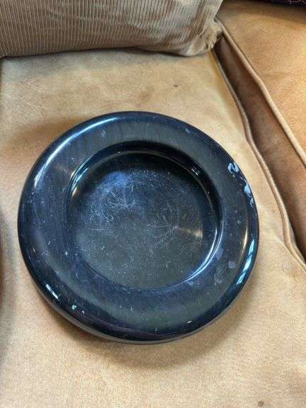 Pottery plate (cracked) marble shallow dish
