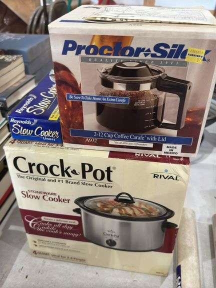 Crockpot, coffee carafe, blender, Krupa coffee grinder