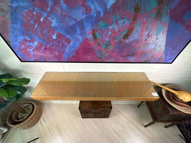 Post-Modern Wall-Mounted Console with Glass Top