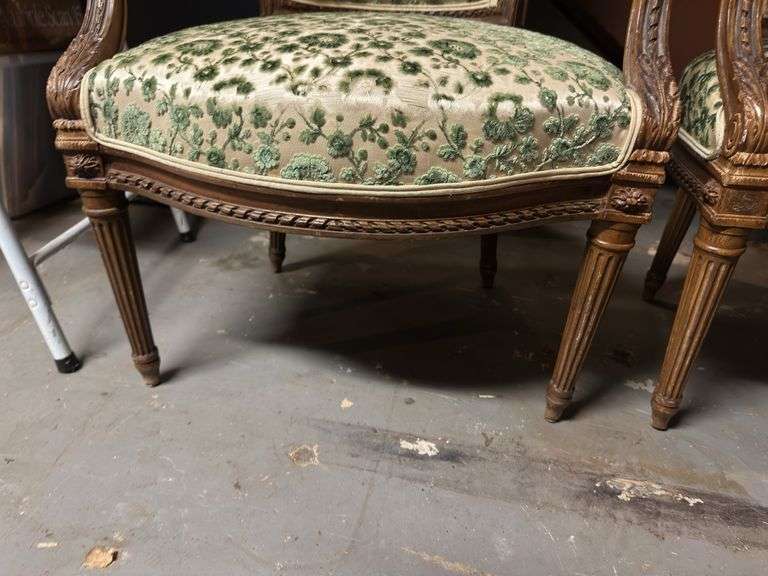 Pair of vintage French chairs. In basement