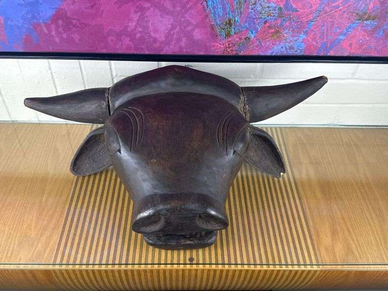 Hand-Carved African Water Buffalo Mask