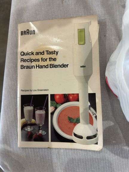 Glass baking dish, utensils, hand blender
