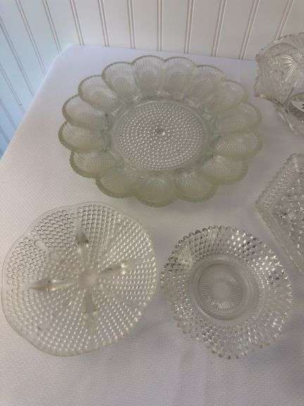 Vintage Pressed Glass Dishware Collection – Assorted Bowls, Platters & Candy Dishes