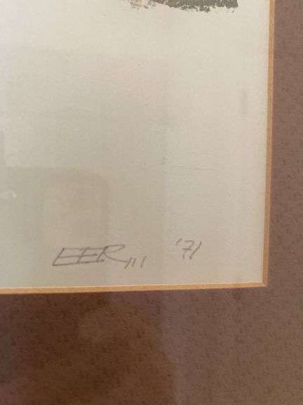 Matted and framed portrait “Tête-à-tête 2/5 signed EER,,, ‘71