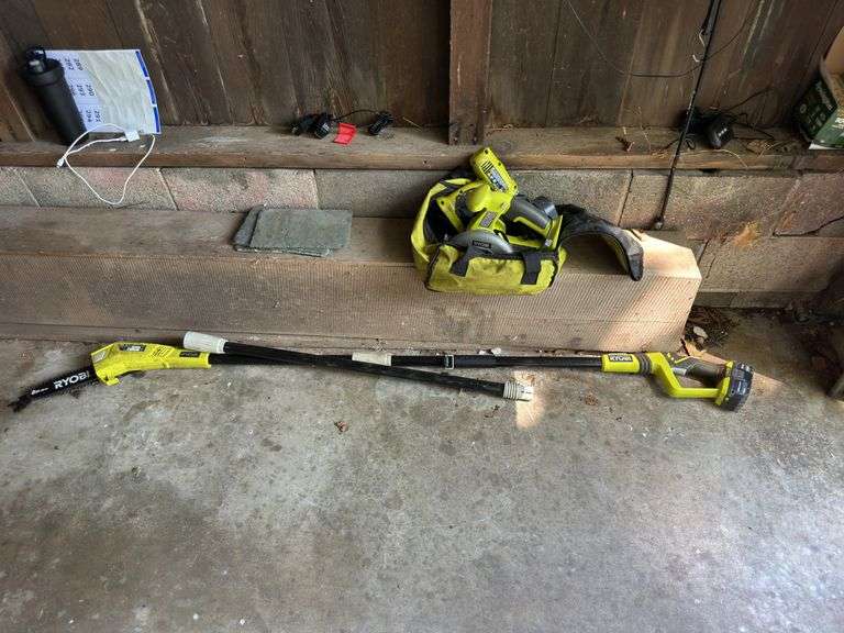 RYOBI trimmer, vac, drill, circular saw image