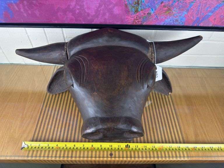 Hand-Carved African Water Buffalo Mask