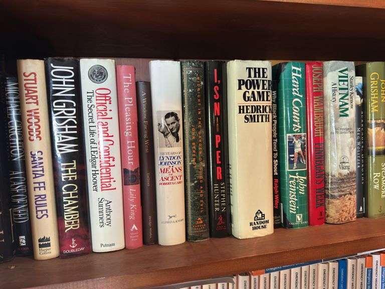 Shelf of hardback books