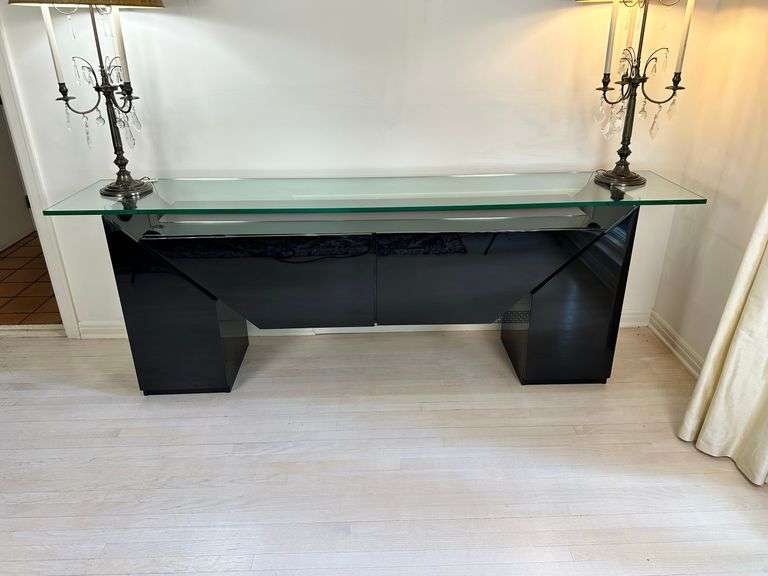 Roche Bobois by Luigi Gorgoni Modernist Black Lacquer and Glass buffet/server image