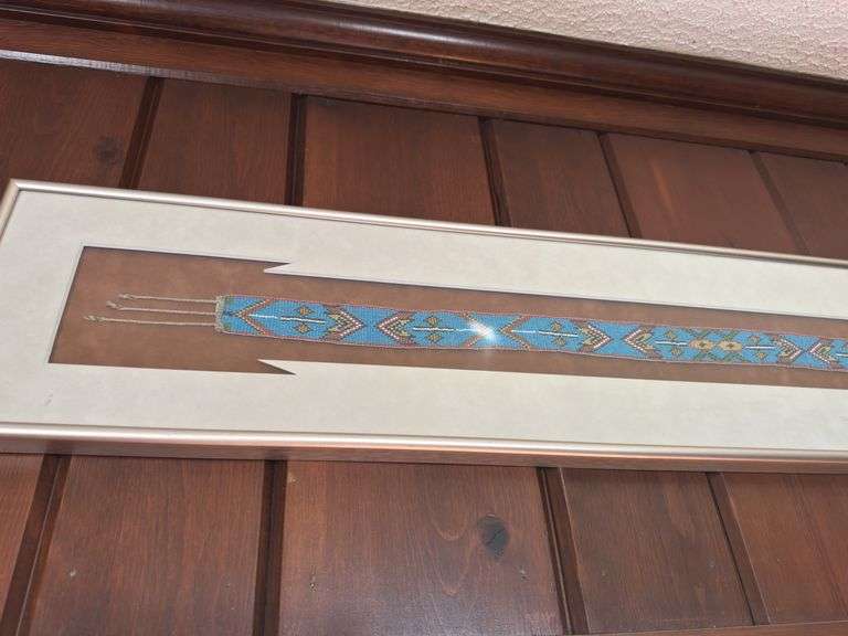 Native American beaded belt in frame