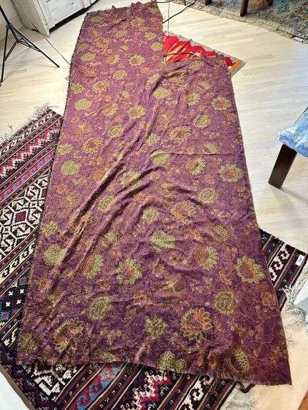Vintage Brocade Textile with Floral Motif, misc books and envelopes