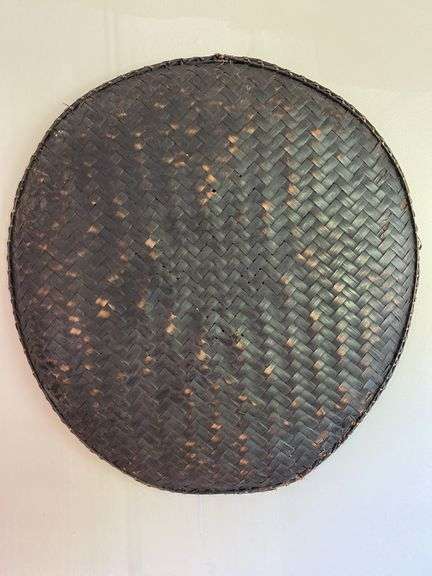 21” woven rattan tray, 9” x 11” basket