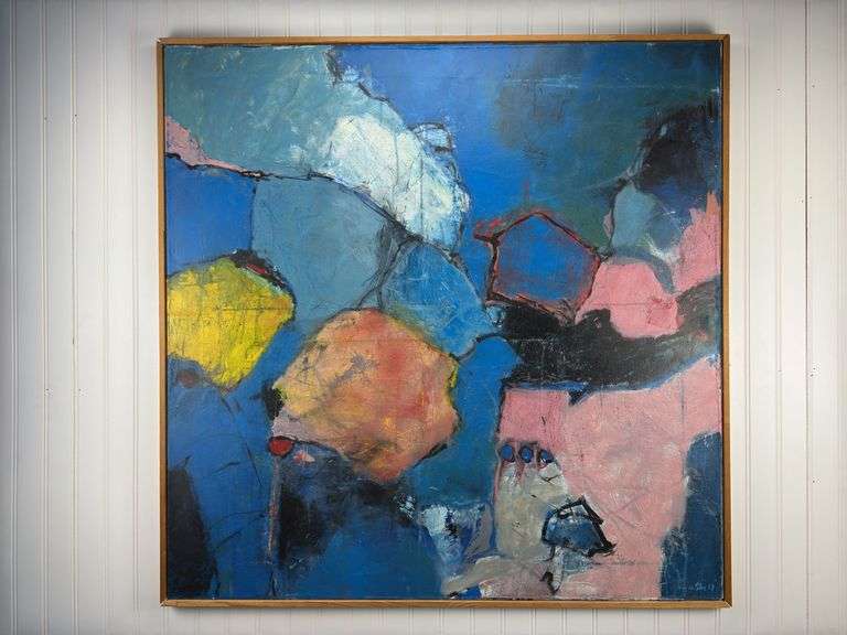 4 Large art pieces, film festival poster, signed abstract painting on canvas 36.5x36.5, Texas State Capital Building architectural picture, Dharma poster
