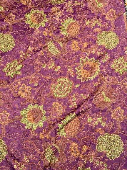Vintage Brocade Textile with Floral Motif, misc books and envelopes