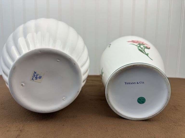 Pair of ceramic candlesticks hand painted Poland,  2  vases “Delft Hollander” “TIFFANY & Co.