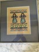 2 prints: what happened to the rain print by Virginia Stroud  10” X 13”  : cross stitch  13” X 14”