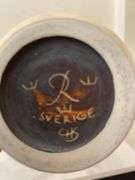 12.5” stone vase signed “Sverige”, decorative wood box with gold overlay print