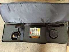2 boat seats, fishing rods and tackle box