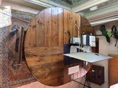 Silvio Coppola for Roche Bobois 47” Pine Table with 17” leaf and 6 Chairs