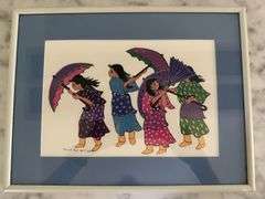 2 prints: what happened to the rain print by Virginia Stroud  10” X 13”  : cross stitch  13” X 14”