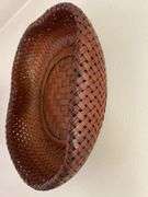21” woven rattan tray, 9” x 11” basket