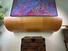 Post-Modern Wall-Mounted Console with Glass Top