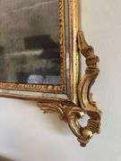 Antique Giltwood Wall Mirror with Floral Crest