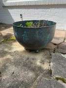 2 copper planters 21”d x 14.5”h (heavy items, must have your own help to load)