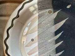 Pottery plate (cracked) marble shallow dish