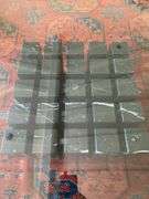 Post modern nero marquina marble base and glass top coffee table, 48" square 14" h