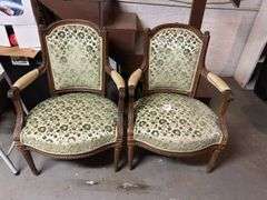 Pair of vintage French chairs. In basement