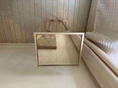 Mirrored side table.  26” t  X 10” X 12”