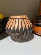 DANSK stoneware dishes, wood bowl with lemons, pottery vase, gourd vase
