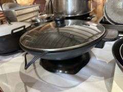 Electric wok, cast iron, skillets, pots, pans, baking dishes, miscellaneous