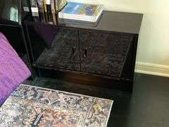 Pr of black laquered night stands