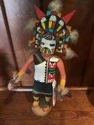 Signed 15” tall Hopi Kachina Doll, signed 9” Ogee Kachina doll