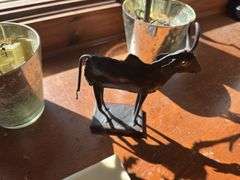Grapevine horse figure, metal bull figure, 2 lighted trees, Oklahoma University music box