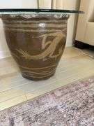 24” glass on  Chinese Black Egg Pottery plantar