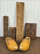 Dutch wood cookie boards, shoes, wood shoe stretchers